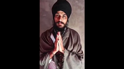 A grab from a first video clip of Waris Punjab De chief Amritpal Singh (PTI)
