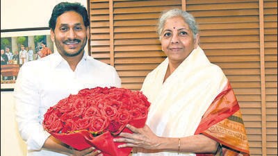 Andhra Pradesh chief minister YS Jagan Mohan Reddy meets Union finance minister Sitharaman. (HT Photo) Andhra Pradesh chief minister YS Jagan Mohan Reddy meets Union finance minister Sitharaman. (HT Photo)
