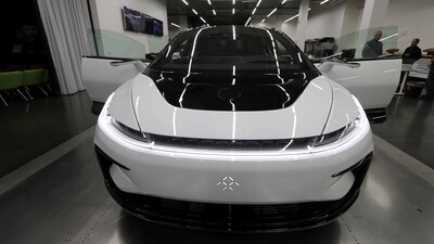 Faraday Future's luxury electric car FF91 is seen at the company's headquarters in Gardena, California, U.S. in November. (REUTERS)
