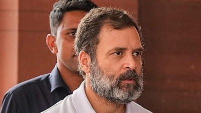 Congress leader Rahul Gandhi arrives at Parliament House complex in New Delhi on Wednesday, (PTI) Congress leader Rahul Gandhi arrives at Parliament House complex in New Delhi on Wednesday, (PTI)