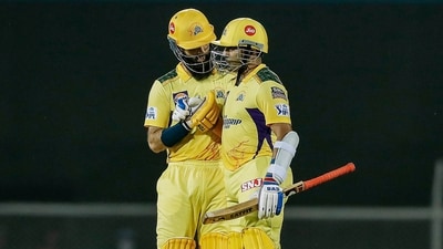 Robin Uthappa of Chennai Super Kings being greeted by teammate Moeen Ali (PTI) Robin Uthappa of Chennai Super Kings being greeted by teammate Moeen Ali (PTI)