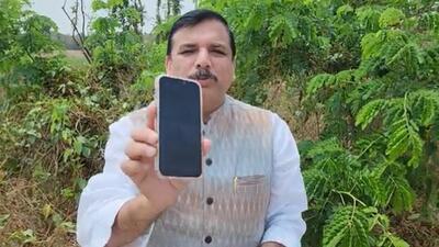 Rajya Sabha member Sanjay Singh hit out at the BJP over a video clip that showed a policeman removing a poster (Twitter/SanjayAzadSln) Rajya Sabha member Sanjay Singh hit out at the BJP over a video clip that showed a policeman removing a poster (Twitter/SanjayAzadSln)