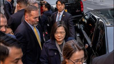 Taiwan’s President Tsai Ing-wen departs at the Lotte Hotel in Manhattan in New York City, US, on Wednesday. (REUTERS) Taiwan’s President Tsai Ing-wen departs at the Lotte Hotel in Manhattan in New York City, US, on Wednesday. (REUTERS)