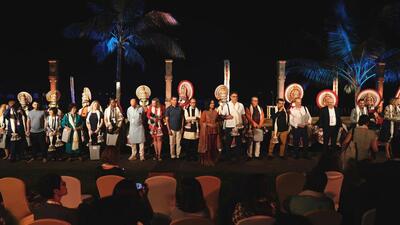 The G20 delegates along with artistes during an event, in Kerala. (HT) The G20 delegates along with artistes during an event, in Kerala. (HT)