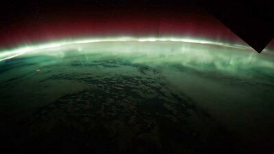 The image, taken from the viral Instagram video, shows the green hues of the northern lights. (Instagram/@nasa)