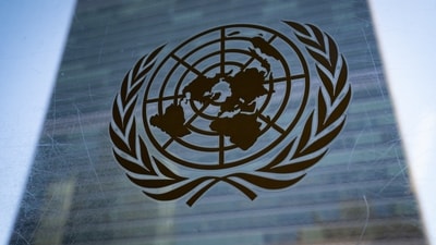 The symbol of the United Nations is displayed outside the Secretariat Building during an emergency meeting of the UN General Assembly. (AP) The symbol of the United Nations is displayed outside the Secretariat Building during an emergency meeting of the UN General Assembly. (AP)