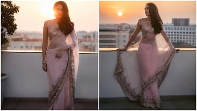 Sobhita Dhulipala is currently awaiting the release of her upcoming film Ponniyin Selvan 2. Mani Ratnam’s magnus opus, Ponniyin Selvan, is released in two halves. The first part of the film was released last year and opened to rave reviews and box office collection. The second part’s trailer and audio launch took place recently. Sobhita, who is playing the role of Vaanathi in the film, shared a string of pictures of her ensemble for the special night. (Instagram/@sobhitad) Sobhita Dhulipala is currently awaiting the release of her upcoming film Ponniyin Selvan 2. Mani Ratnam’s magnus opus, Ponniyin Selvan, is released in two halves. The first part of the film was released last year and opened to rave reviews and box office collection. The second part’s trailer and audio launch took place recently. Sobhita, who is playing the role of Vaanathi in the film, shared a string of pictures of her ensemble for the special night. (Instagram/@sobhitad)