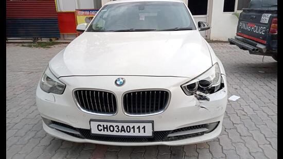 The accused’s BMW car is in the custody of Mohali police. (HT PHOTO)