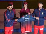 Royal Challengers Bangalore (RCB) captain Faf Du Plesis with teammate Virat Kohli during the unveiling of team jersey, at Chinnaswamy Stadium, in Bengaluru. Royal Challengers Bangalore (RCB) captain Faf Du Plesis with teammate Virat Kohli during the unveiling of team jersey, at Chinnaswamy Stadium, in Bengaluru.