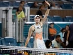 Elena Rybakina (KAZ) waves to the crowd after her match against Jessica Pegula (USA)