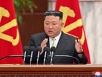 North Korean leader Kim Jong Un speaks during a meeting of the ruling Workers Party at its headquarters in Pyongyang, (AP)