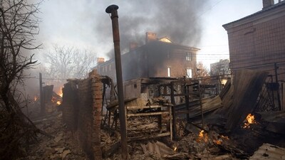 Russia-Ukraine war: Smoke emanates from multiple buildings after shelling in the Donetsk region. (File / AFP)