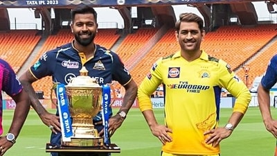Chennai Super Kings (CSK) skipper MS Dhoni, Gujarat Titans skipper Hardik Pandya (IPL Twitter) Chennai Super Kings (CSK) skipper MS Dhoni, Gujarat Titans skipper Hardik Pandya (IPL Twitter)