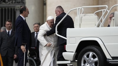 Pope Francis was admitted to Gemelli hospital in Rome on Wednesday. (AP) Pope Francis was admitted to Gemelli hospital in Rome on Wednesday. (AP)