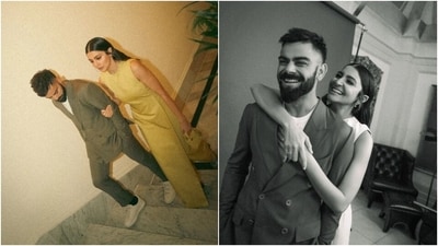 The second set of pictures shows Anushka and Virat climbing the stairs at the Taj Hotel while looking breathtaking and the actor hugging her husband from the back during their photoshoot. Aren't they adorable? Fans thought so and wrote, "The perfect example of Rab ne bana di jodi." (Instagram) The second set of pictures shows Anushka and Virat climbing the stairs at the Taj Hotel while looking breathtaking and the actor hugging her husband from the back during their photoshoot. Aren't they adorable? Fans thought so and wrote, "The perfect example of Rab ne bana di jodi." (Instagram)