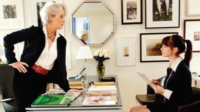At the legendary Runway magazine from The Devil Wears Prada (2006), even hiring a second assistant to the editor calls for a pre-interview and a screening. By act three, it still goes alarmingly wrong. (FOX2000) At the legendary Runway magazine from The Devil Wears Prada (2006), even hiring a second assistant to the editor calls for a pre-interview and a screening. By act three, it still goes alarmingly wrong. (FOX2000)