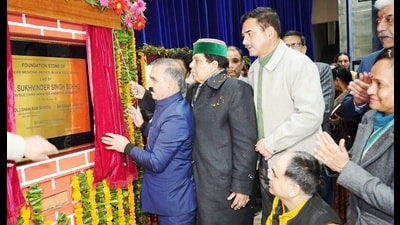 Himachal CM Sukhvinder Singh Sukhu laid the foundation stone of the first PET Block at the Indira Gandhi Medical College (IGMC), Shimla, on Friday to be constructed at a cost of ₹45.68 crore. (HT Photo) Himachal CM Sukhvinder Singh Sukhu laid the foundation stone of the first PET Block at the Indira Gandhi Medical College (IGMC), Shimla, on Friday to be constructed at a cost of ₹45.68 crore. (HT Photo)