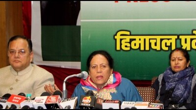 Himachal Pradesh Congress Committee (HPCC) Ppresident Pratibha Singh on Friday accused PM Narendra Modi of trying to throttle democracy to save his friend Adani. (HT Photo) Himachal Pradesh Congress Committee (HPCC) Ppresident Pratibha Singh on Friday accused PM Narendra Modi of trying to throttle democracy to save his friend Adani. (HT Photo)