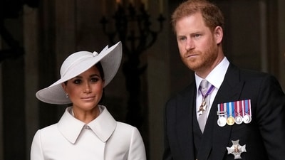 Prince Harry and Meghan Markle in London on June 3, 2022 (AP File Photo)
