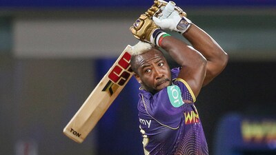 Andre Russell of Kolkata Knight Riders plays a shot (PTI) Andre Russell of Kolkata Knight Riders plays a shot (PTI)