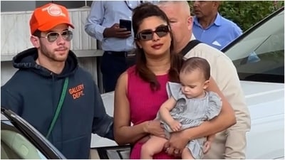 Priyanka Chopra and Nick Jonas, with Malti Marie Chopra Jonas, arrive in Mumbai, India. (HT Photo/Varinder Chawla) Priyanka Chopra and Nick Jonas, with Malti Marie Chopra Jonas, arrive in Mumbai, India. (HT Photo/Varinder Chawla)