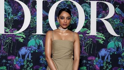 Sobhita Dhulipala was seen at the Dior show in a tan dress and black leggings. Sobhita Dhulipala was seen at the Dior show in a tan dress and black leggings.