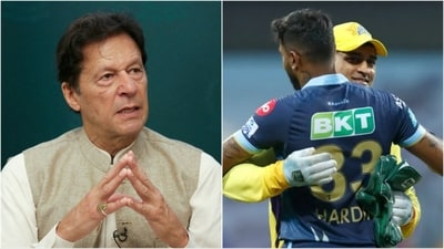 Imran Khan (L); MS Dhoni with Hardik Pandya (File/IPL)