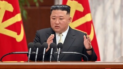 North Korean leader Kim Jong Un speaks during a meeting of the ruling Workers Party at its headquarters in Pyongyang, (AP)