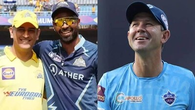 MS Dhoni and Hardik Pandya; DC coach Ricky Ponting MS Dhoni and Hardik Pandya; DC coach Ricky Ponting