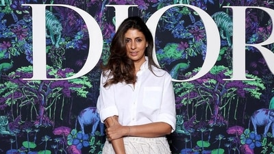 Shweta Bachchan wore a white shirt with white embellished lehenga skirt at the show. Shweta Bachchan wore a white shirt with white embellished lehenga skirt at the show. 