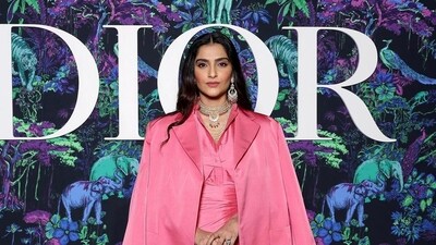 Sonam Kapoor was seen in a pastel pink ensemble and traditional Indian jewellery at the Dior show. Sonam Kapoor was seen in a pastel pink ensemble and traditional Indian jewellery at the Dior show. 