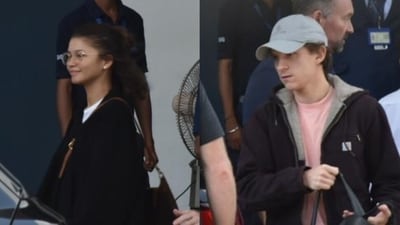 Zendaya and Tom Holland in Mumbai. Zendaya and Tom Holland in Mumbai.