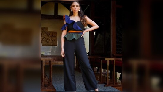 Aditi Rao Hydari's jumpsuit costs <span class='webrupee'>₹</span>14,300, as per the official website of the label.&nbsp;(Instagram/@aditiraohydari)