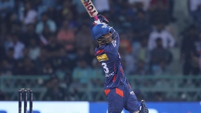 Ayush Badoni gave LSG the finishing touches after which impact player Krishnappa Gowtham smashed a six off the only ball he faced which took LSG to a score of 193/6 (AP)