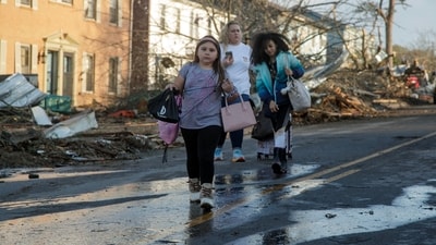 Arkansas Governor Sarah Huckabee Sanders declared a state of emergency after the catastrophic storms that hit on Friday afternoon. (Getty Images via AFP)