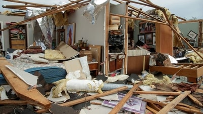 The Little Rock tornado tore first through neighbourhoods in the western part of the city and shredded a small shopping centre that included a Kroger grocery store.&nbsp;&nbsp; (Getty Images via AFP)