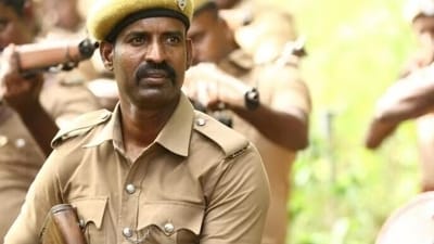 Soori in a still from Viduthalai Part 1. Soori in a still from Viduthalai Part 1.