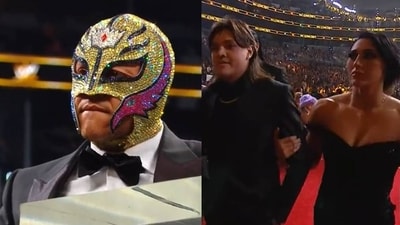His son Dominik Mysterio left the 2023 WWE Hall Of Fame ceremony when Rey was about to start his acceptance speech. (Twitter)