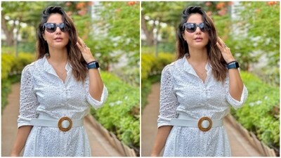 Hina decked up in a summer dress as she took a stroll in the park and smiled for the pictures. (Instagram/@realhinakhan) Hina decked up in a summer dress as she took a stroll in the park and smiled for the pictures. (Instagram/@realhinakhan)