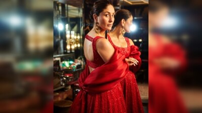 Kareena Kapoor Khan stunned in a ‘Surkh लाल’ embellished lehenga by Anjul Bhandari. (Instagram/@kareenakapoorkhan) Kareena Kapoor Khan stunned in a ‘Surkh लाल’ embellished lehenga by Anjul Bhandari. (Instagram/@kareenakapoorkhan)