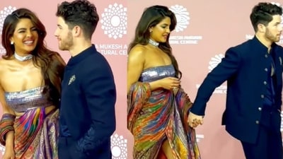 Priyanka Chopra and Nick Jonas at Nita Mukesh Ambani Cultural Centre event in Mumbai. (Photo: Viral Bhayani) (Viral Bhayani) Priyanka Chopra and Nick Jonas at Nita Mukesh Ambani Cultural Centre event in Mumbai. (Photo: Viral Bhayani) (Viral Bhayani)
