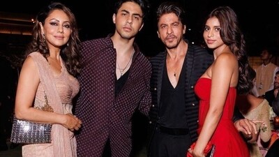 Shah Rukh Khan with Gauri Khan and their kids Aryan Khan, Suhana Khan at an event in Mumbai.