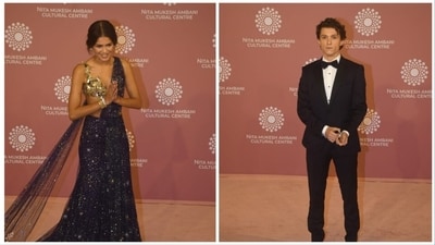 Zendaya and Tom Holland at the NMACC event on Saturday. Zendaya and Tom Holland at the NMACC event on Saturday.