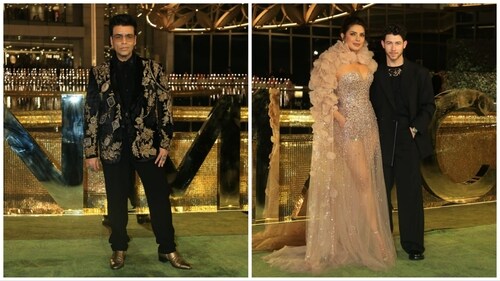 Karan Johar, Priyanka Chopra and Karan Johar at NMACC event. (Varinder Chawla)