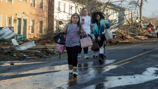 Arkansas Governor Sarah Huckabee Sanders declared a state of emergency after the catastrophic storms that hit on Friday afternoon.(Getty Images via AFP)