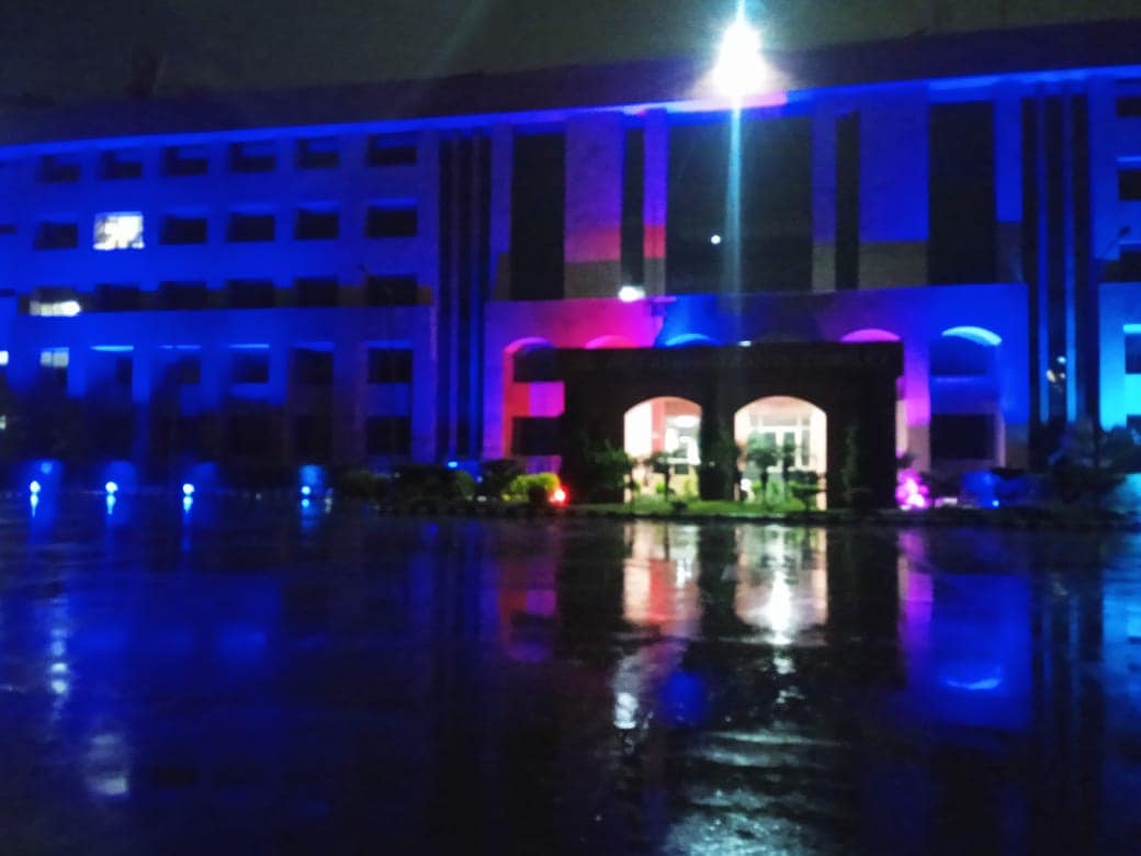 The Mohali administration illuminated its buildings and complexes with blue lights on the intervening night of April 1 and 2 to make people aware about autism. (HT Photo) The Mohali administration illuminated its buildings and complexes with blue lights on the intervening night of April 1 and 2 to make people aware about autism. (HT Photo)