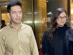 Parineeti Chopra with Raghav Chadha at the Mumbai airport.