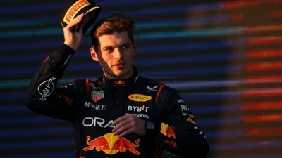 Red Bull Racing's Dutch driver Max Verstappen reacts on the podium after the 2023 Formula One Australian Grand Prix at the Albert Park (AFP) Red Bull Racing's Dutch driver Max Verstappen reacts on the podium after the 2023 Formula One Australian Grand Prix at the Albert Park (AFP)