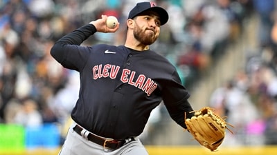 Aaron Civale #43 of the Cleveland Guardians pitches during the first inning against the Seattle Mariners at T-Mobile Park on April 01, 2023 in Seattle, Washington. (Getty Images via AFP) Aaron Civale #43 of the Cleveland Guardians pitches during the first inning against the Seattle Mariners at T-Mobile Park on April 01, 2023 in Seattle, Washington. (Getty Images via AFP)