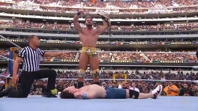 Austin Theory surpassed John Cena to retain the US Championship title in night one opener at WrestleMania 39 on Saturday night. (Twitter)
